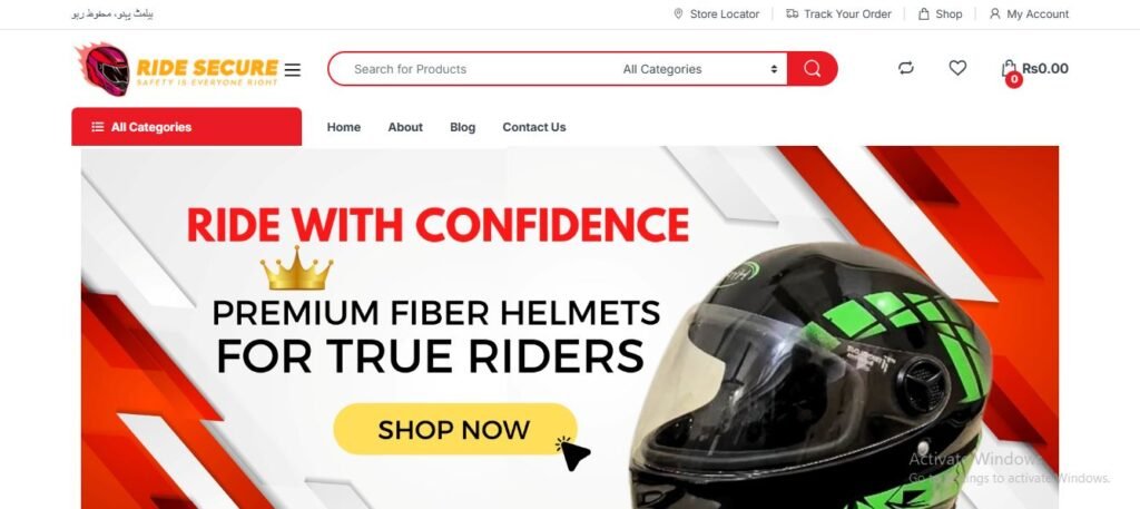 Helmet e-commerce store website